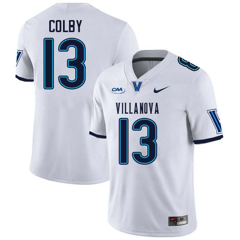 Villanova Wildcats #13 Chris Colby College Football Jerseys Stitched-White Villanova Wildcats #13 Chris Colby College Football Jerseys Stitched-White